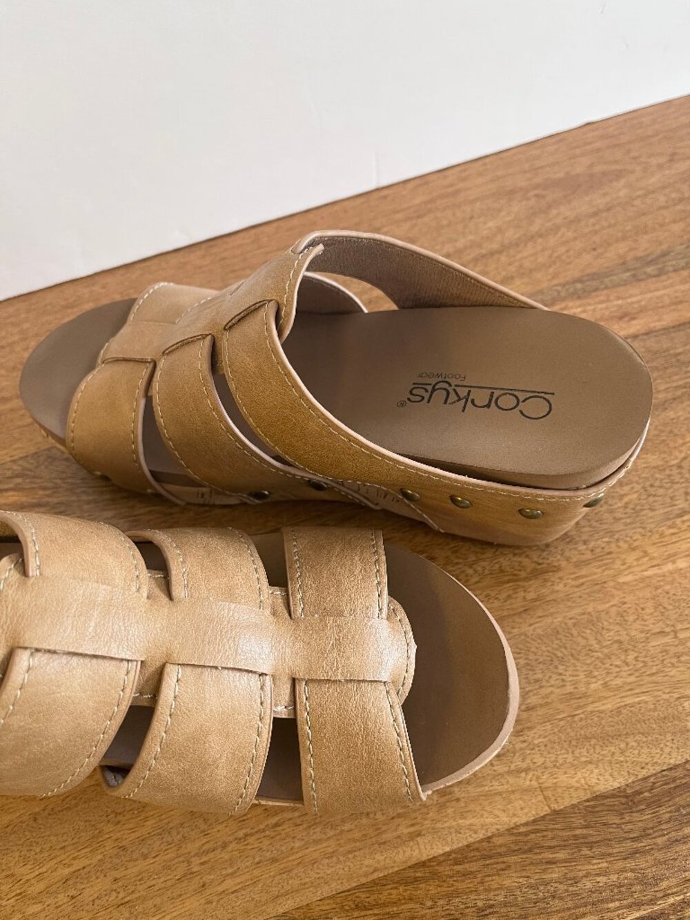 NEW! Corky's "Catch Of The Day" Cork Wedge Sandal Comfort Platform Camel/Tan 6 - Picture 8 of 13